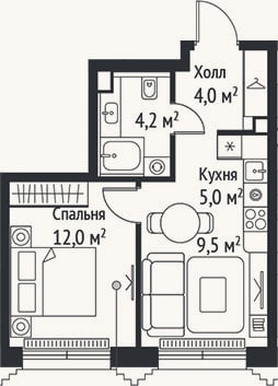 Планировка: 2-к, 34,7 м²