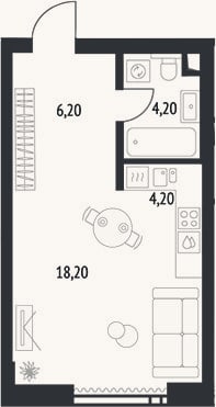 Планировка: Студия, 32,8 м²