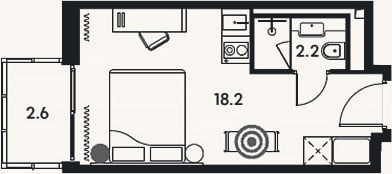 Планировка: Студия, 20,4 м²