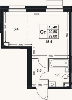 Планировка: Студия, 29,8 м²