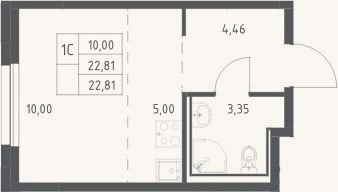 Планировка: Студия, 22,8 м²