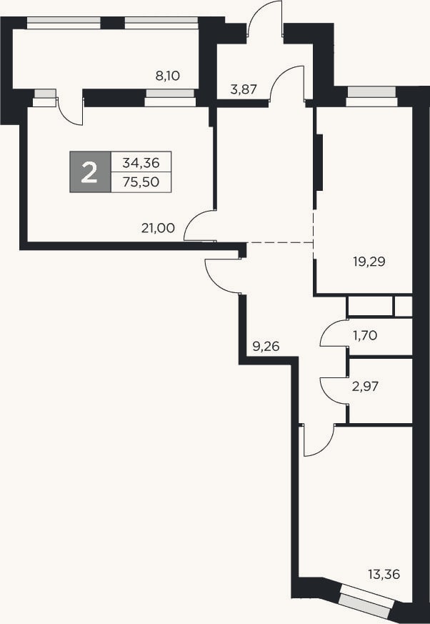 Планировка: 3-к, 71,5 м²