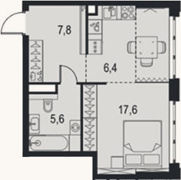 Планировка: Студия, 37,4 м²
