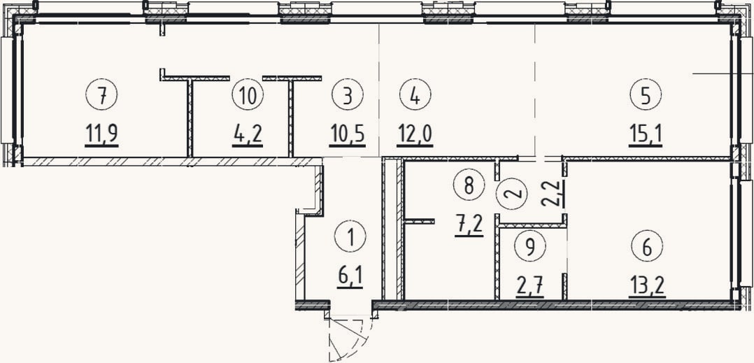 Планировка: 2-к, 85,1 м²