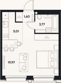 Планировка: Студия, 30,4 м²