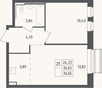 Планировка: 2-к, 36,7 м²