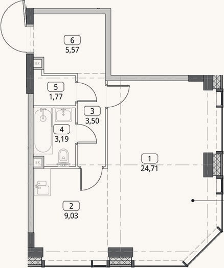 Планировка: Студия, 47,8 м²