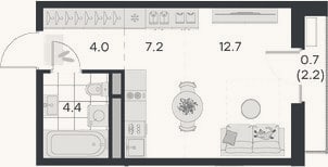Планировка: Студия, 28,3 м²