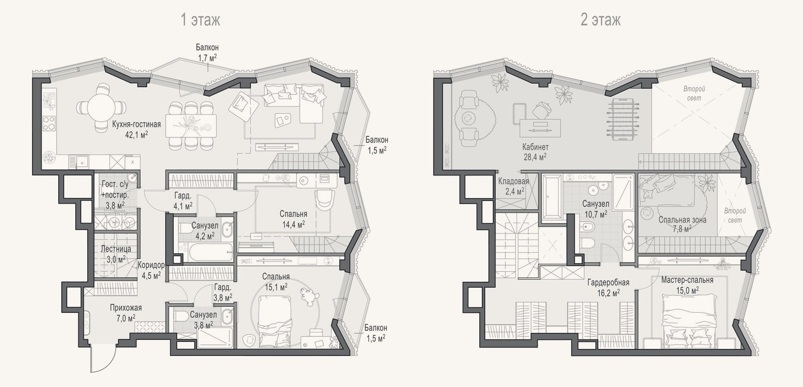 Планировка: 4+ к, 148,9 м²