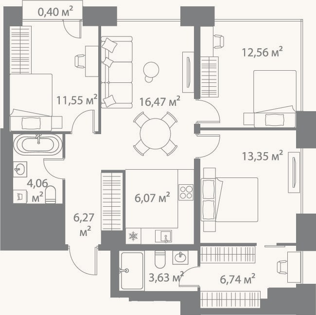 Планировка: 4+ к, 80,7 м²