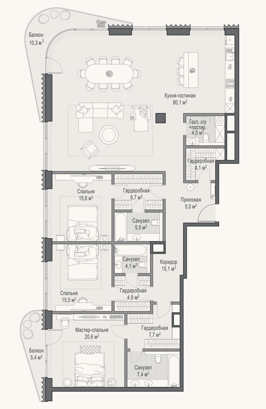 Планировка: Своб. план., 201,5 м²