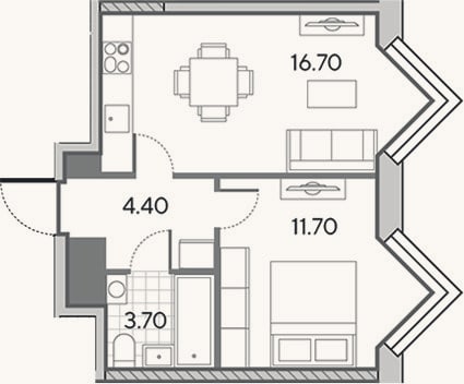 Планировка: 2-к, 36,5 м²