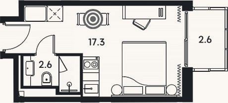Планировка: Студия, 19,9 м²