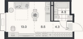 Планировка: Студия, 30,1 м²