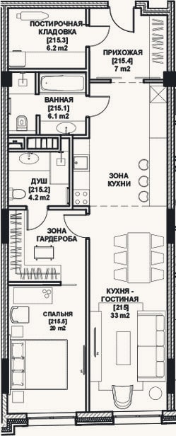 Планировка: 2-к, 80,7 м²