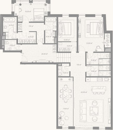 Планировка: 3-к, 182,2 м²