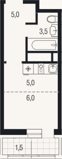 Планировка: Студия, 19,5 м²