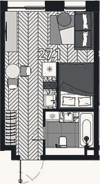 Планировка: Студия, 27,1 м²