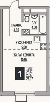 Планировка: Студия, 28,2 м²