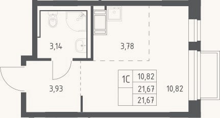 Планировка: Студия, 21,7 м²