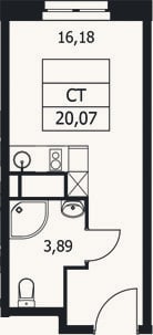 Планировка: Студия, 20,1 м²