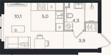 Планировка: Студия, 23,3 м²