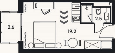 Планировка: Студия, 21,7 м²