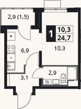 Планировка: Студия, 23,2 м²
