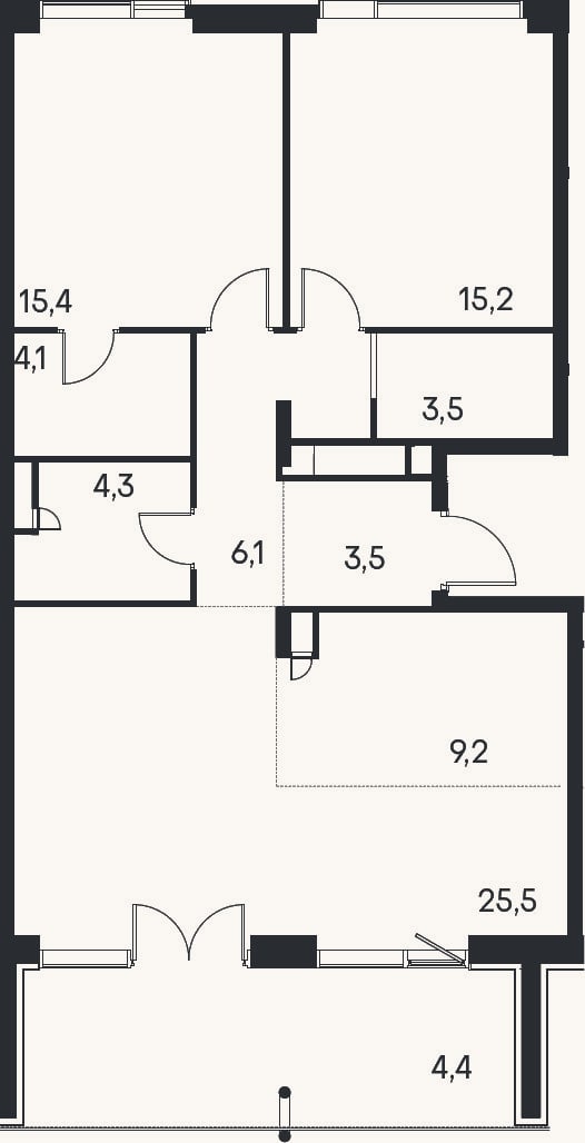 Планировка: 3-к, 86,8 м²