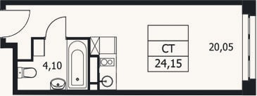 Планировка: Студия, 24,2 м²
