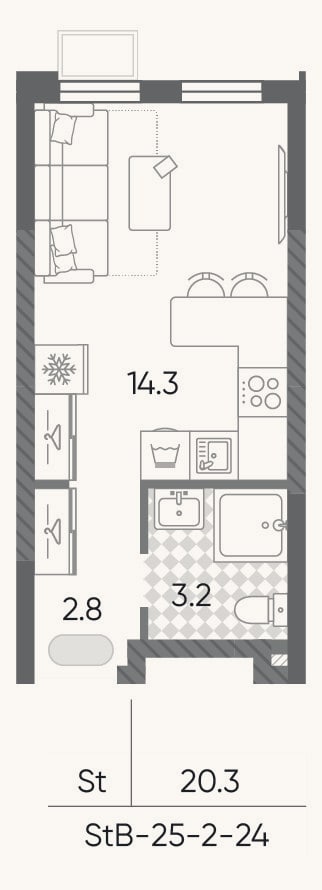 Планировка: Студия, 20,3 м²