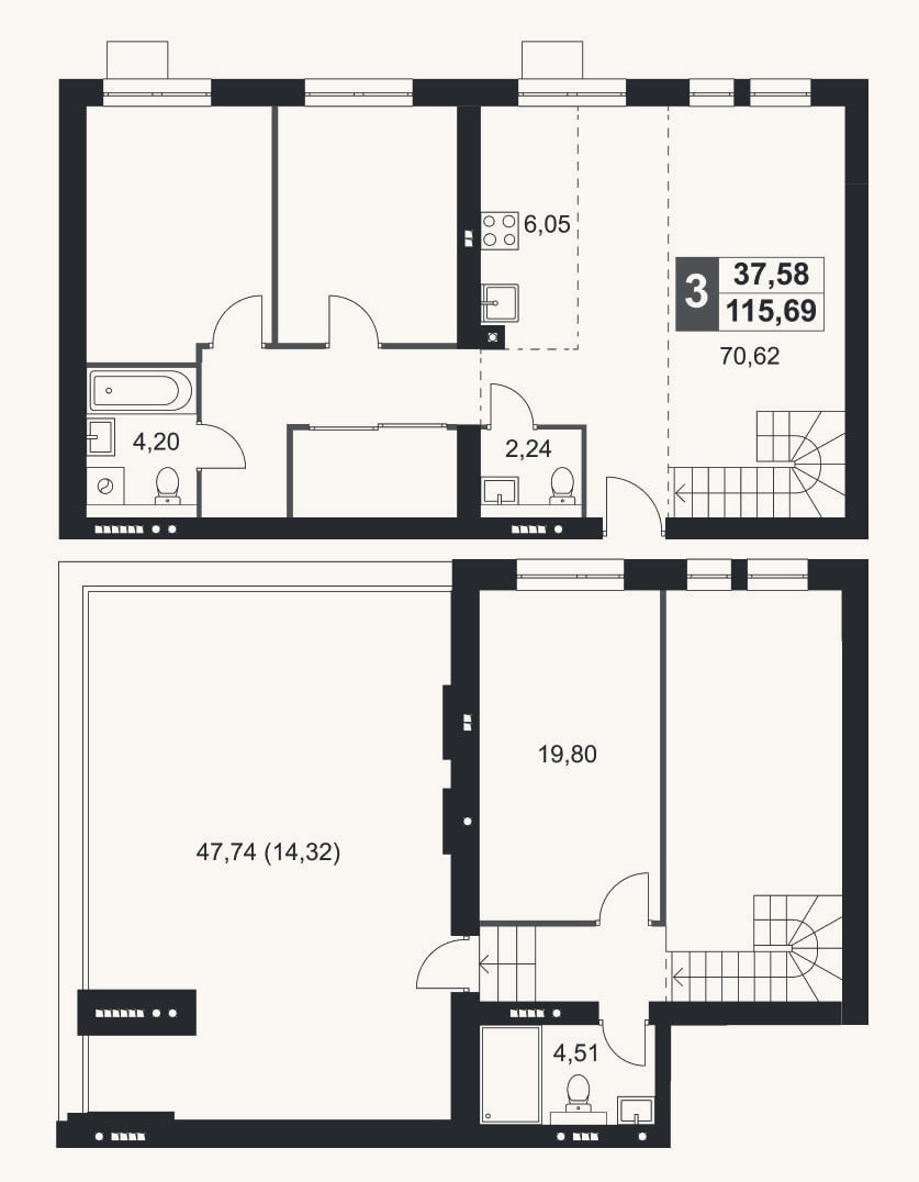 Планировка: Своб. план., 101,4 м²