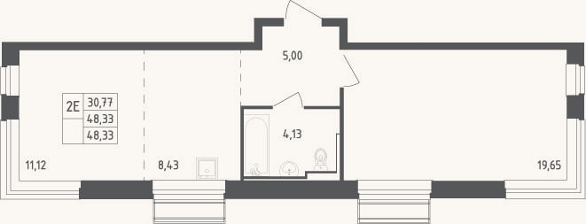Планировка: 2-к, 48,3 м²