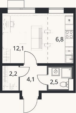 Планировка: Студия, 27,7 м²