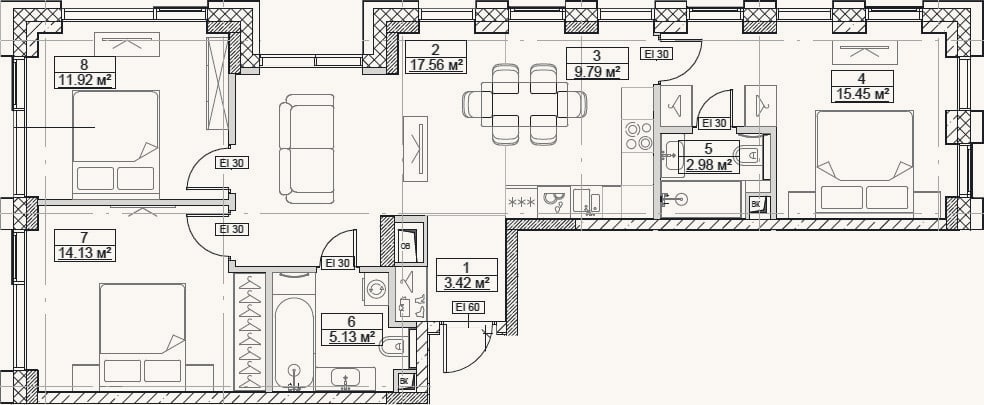 Планировка: 4+ к, 80,4 м²