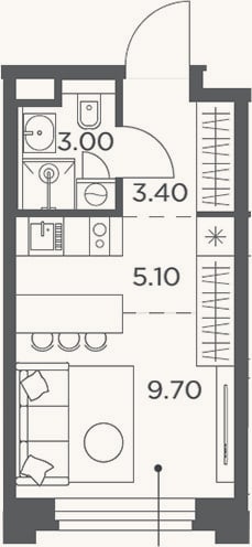 Планировка: Студия, 21,2 м²