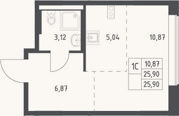 Планировка: Студия, 25,9 м²