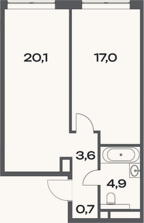 Планировка: 2-к, 46,3 м²
