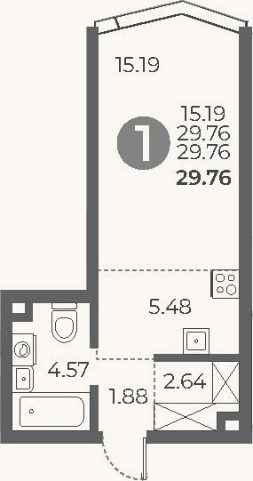 Планировка: Студия, 29,8 м²