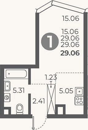 Планировка: Студия, 29,1 м²