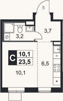 Планировка: Студия, 23,5 м²