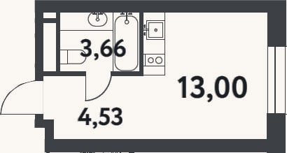 Планировка: Студия, 21,2 м²
