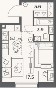 Планировка: Студия, 32,1 м²