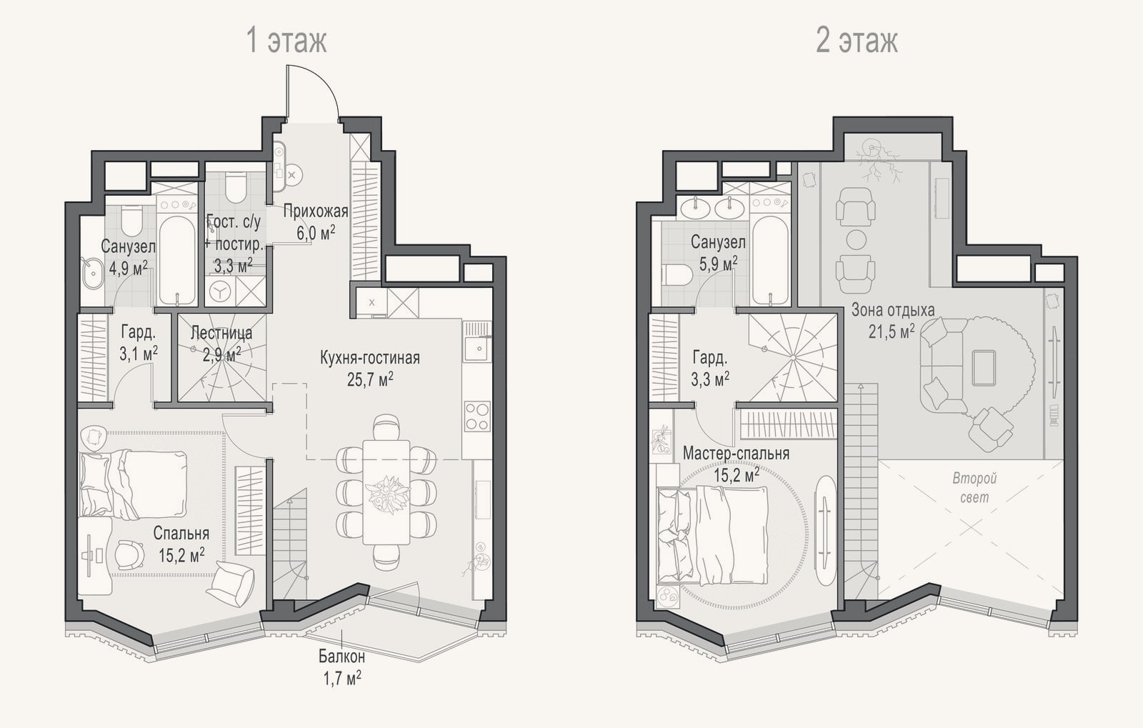 Планировка: 3-к, 85,8 м²
