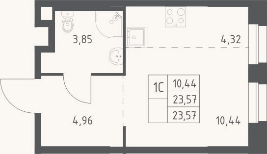 Планировка: Студия, 23,6 м²