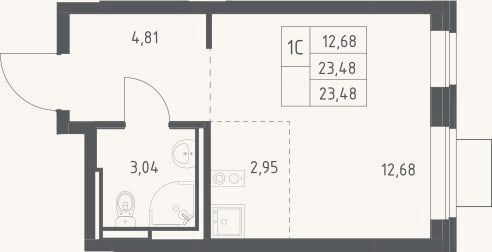 Планировка: Студия, 23,5 м²