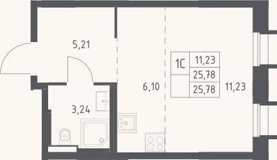 Планировка: Студия, 25,8 м²