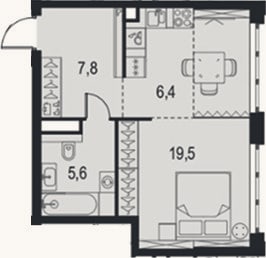 Планировка: Студия, 39,3 м²
