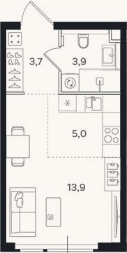 Планировка: Студия, 26,5 м²