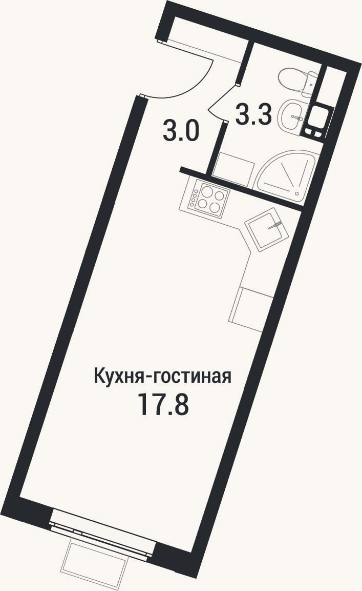 Планировка: Студия, 24,1 м²